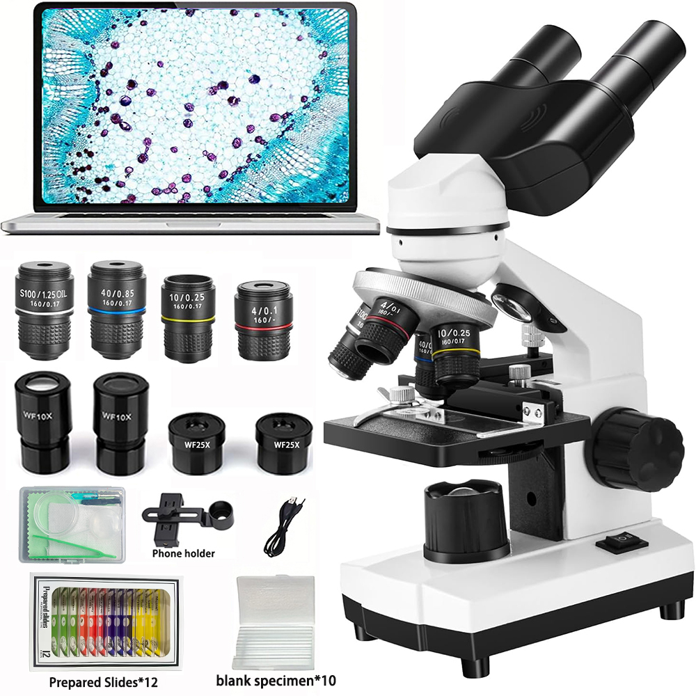 Binocular Microscope 40X-2500X - مراجعة Medical Lab Microscope وسعره