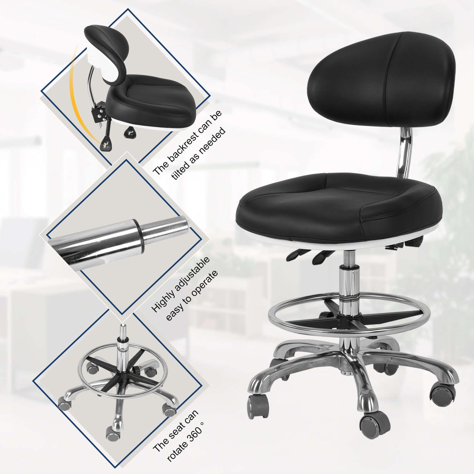 Swivel Tall Office Chair with  - مراجعة Medical Lab Chair وسعره